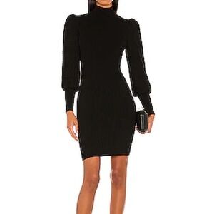 Alice and Olivia Mock Neck Puff Sleeve Mini Dress